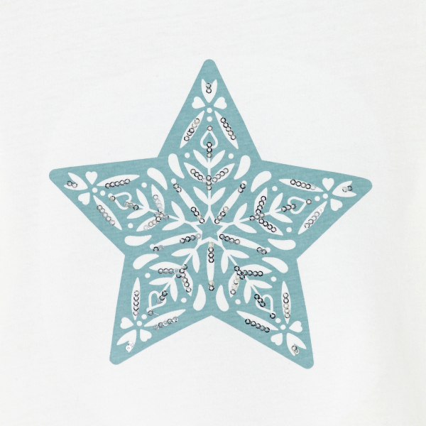 تيشيرت مزين بنجمة باللون الأبيض للفتيات